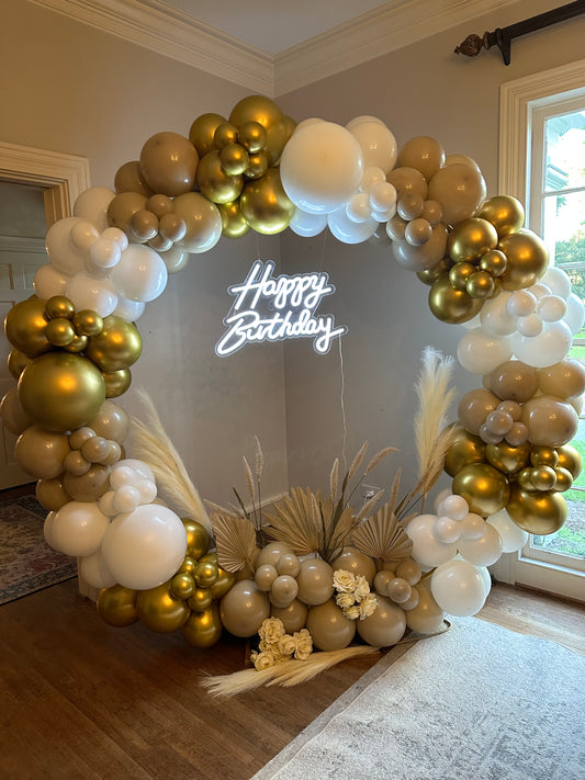 Circle Arch Rental with Balloon Design and LED Sign